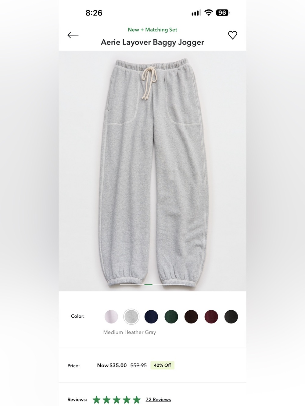 Aerie Medium Heather Gray Layover Baggy Jogger